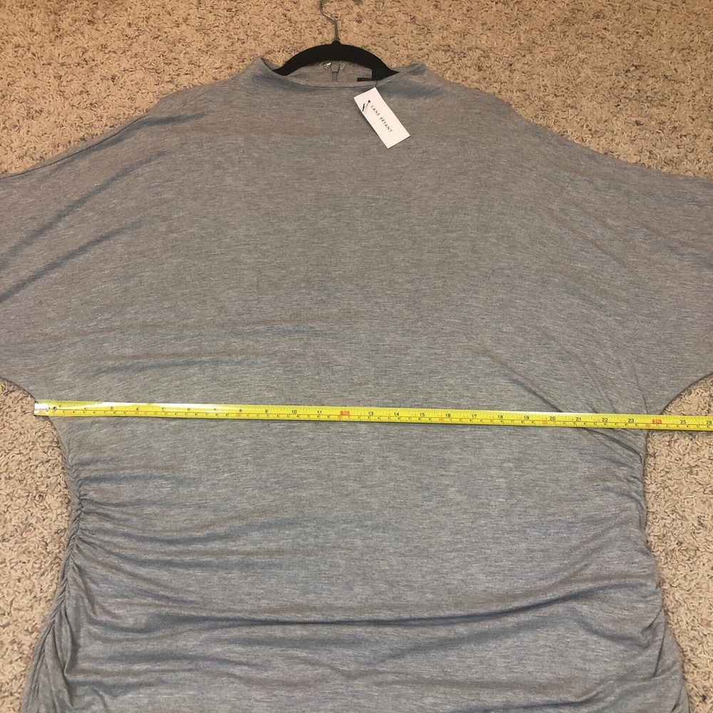 Lane Bryant Midi Dress 22 / 24 Gray Ruched High Neck Short Sleeve Stretch NEW! - Picture 12 of 13